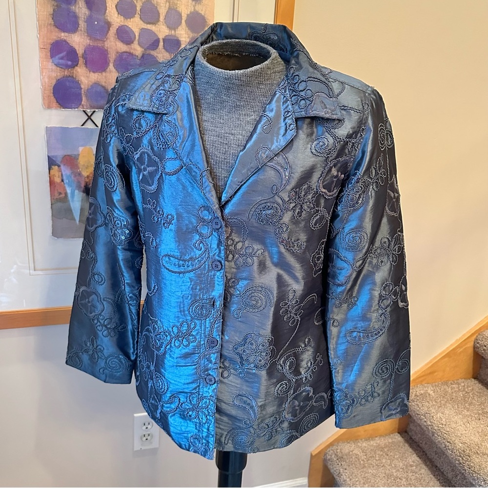 Susan Graver Sequin Embroidered Jacket Blazer Sz M